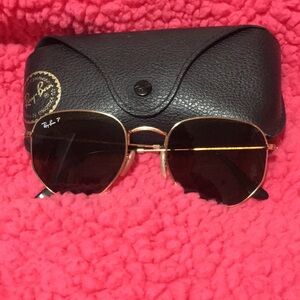 Ray-Ban Gold and Black Women's Sunglasses like new and no scratches.